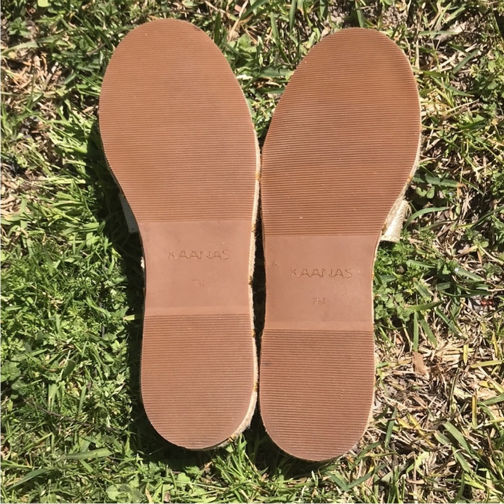 Anthropologie Kaanas Oia Infinity Flatform Espadrille Sandals in Gold Sz 7 - Picture 9 of 9